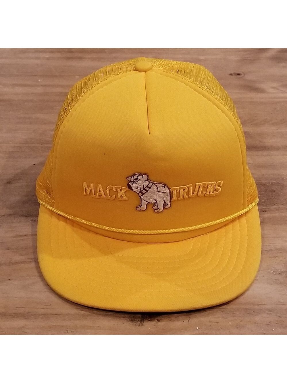 Mack Trucks Hat Snapback Yellow Foam Mesh Trucker 80s 90s Trucking